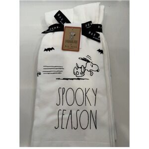 Rae Dunn Peanuts Snoopy Set of 2 Halloween Kitchen Towels SPOOKY SEASON 18"x 28"